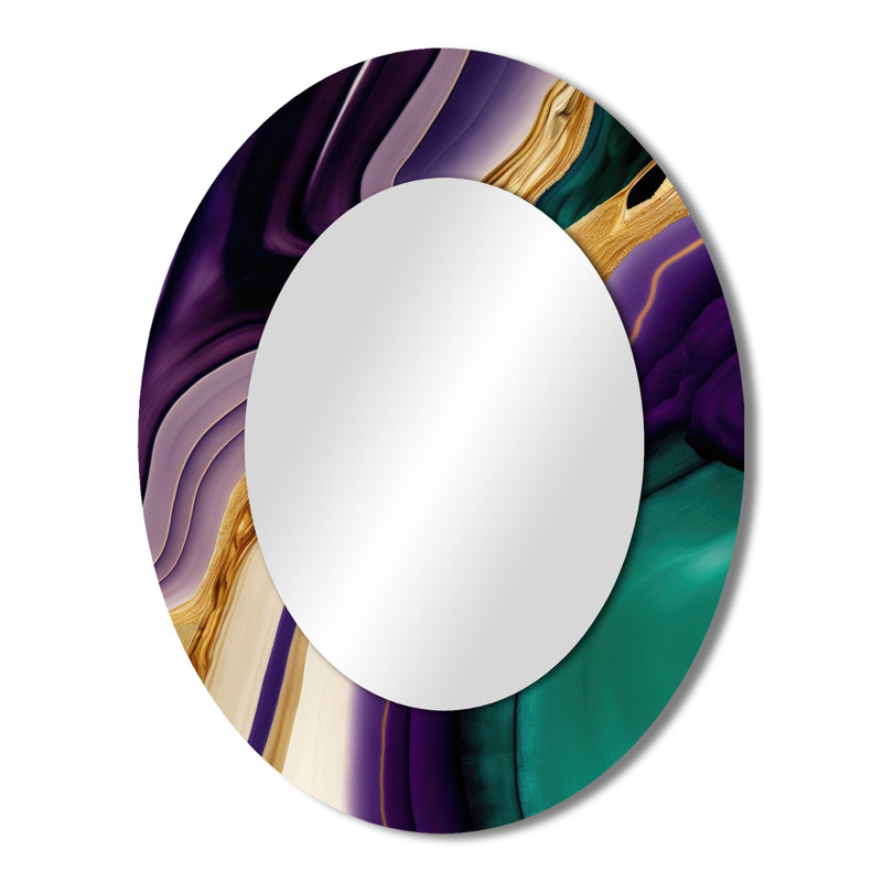 Miroir mural mauve, vert et doré, 43 po x 33 po