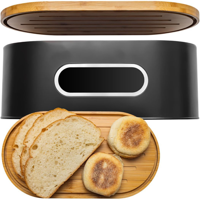Boîte à pain en bois naturel, bac de rangement de pain de comptoir durable pour l'organisation de la cuisine