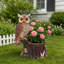 Chouette assise avec tronc d'arbre jardinière - Figurine rustique en polyrésine hibou et pot de fleurs pour décoration intérieure et extérieure