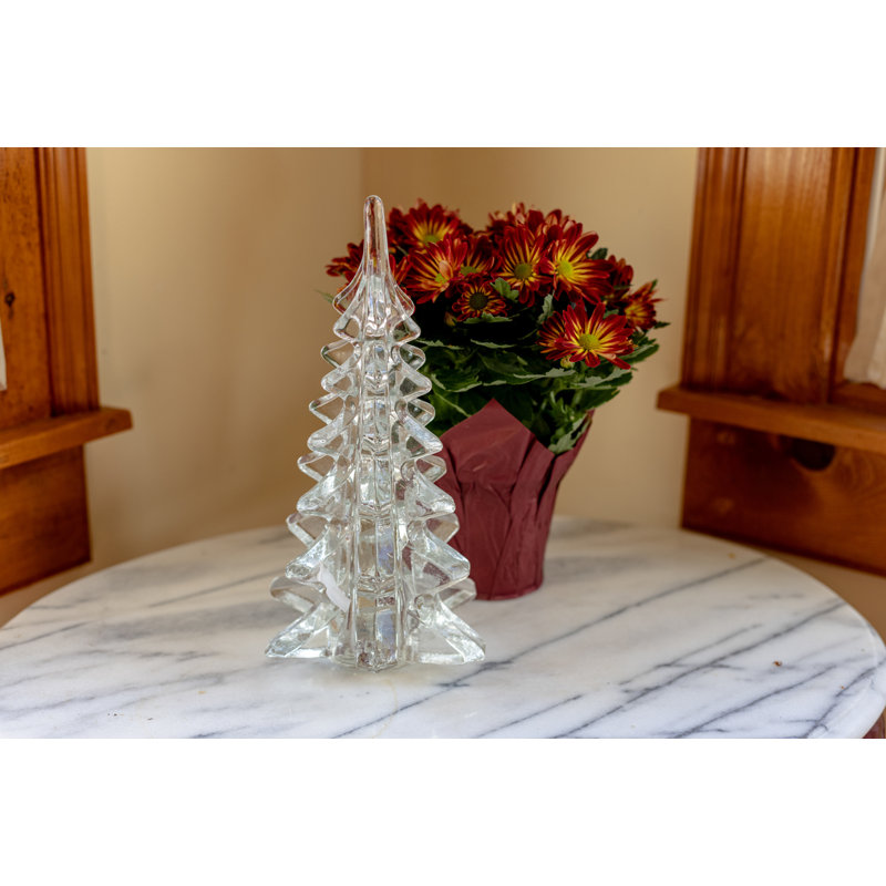Mouth Blown Art Glass 12" Christmas Tree, 10" H