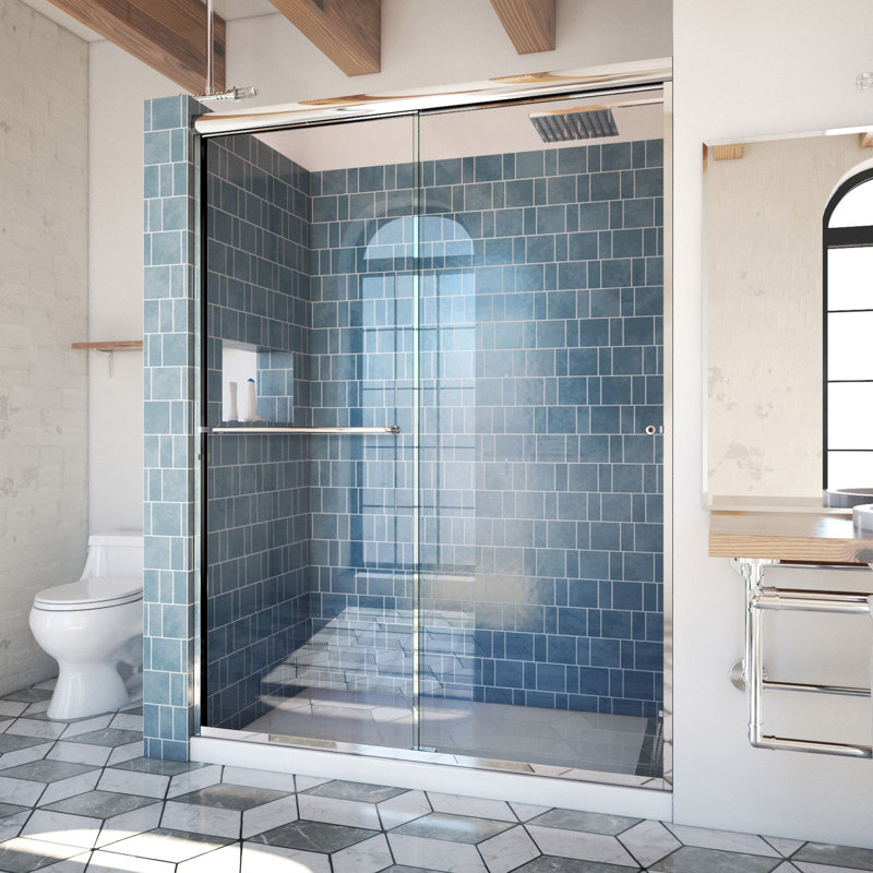 ESE 60" x 76" Frameless Clear Glass Chrome Shower Door