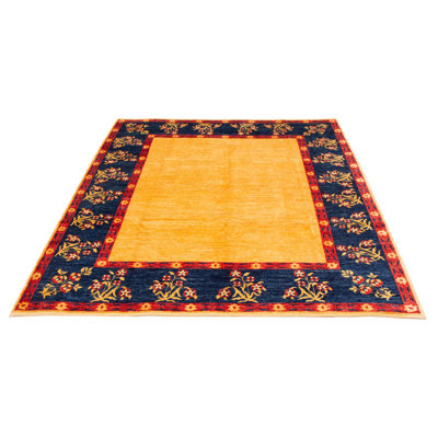 Tapis orange clair en laine noué à la main de conception unique 8 pi 5 po x 10 pi 0 po Leriah