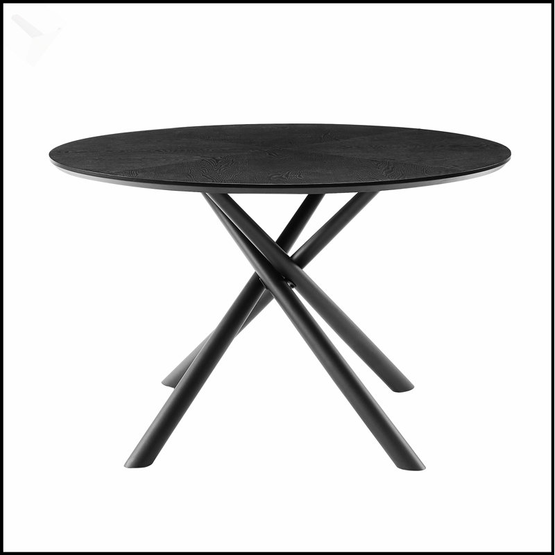 Round MDF Coffee Table With Cross Legs Metal Base, Easy To Assemble And  For Modern Living Spaces, Black