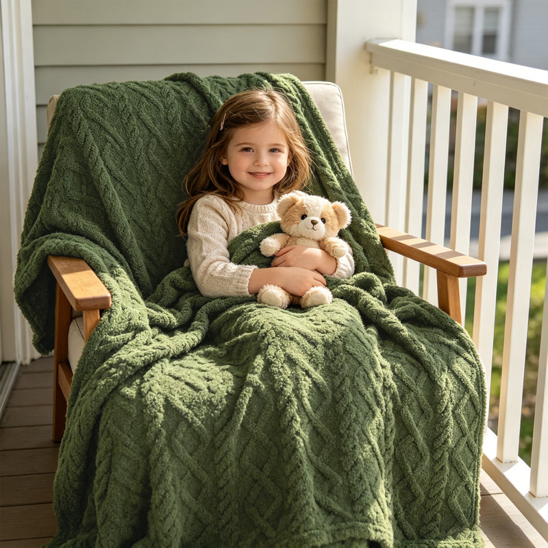 Lightweight and Soft All-Season Throw Blanket, for Chair, Sofa, and Bed, 70cm x 100cm, Green
