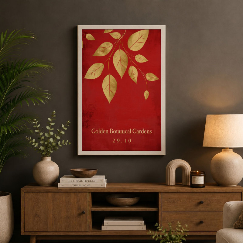 Golden Arrangement Botanical - Wrapped Canvas, 30x20 - 76.2 x 50.8 cm, Cream Border
