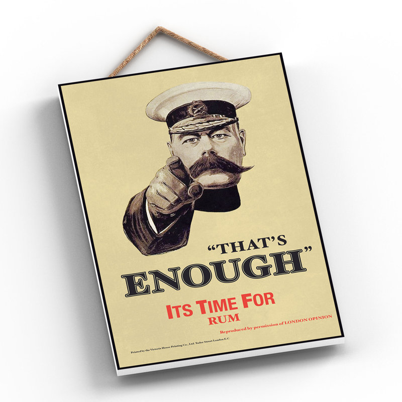 Lord Kitchener Rum Vintage Retro Poster Design On Wooden Plaque