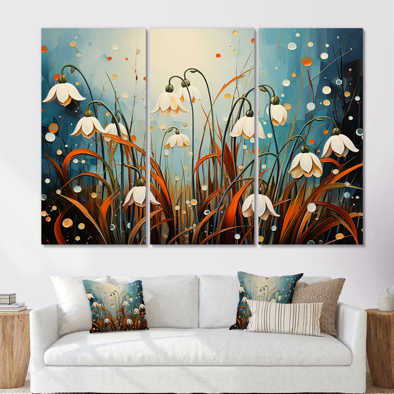 «Mountain Snowdrops Charm In Winter I», ensemble d'art mural sur toile, Toile tendue, H 32 po x l 48 po x P 1 po