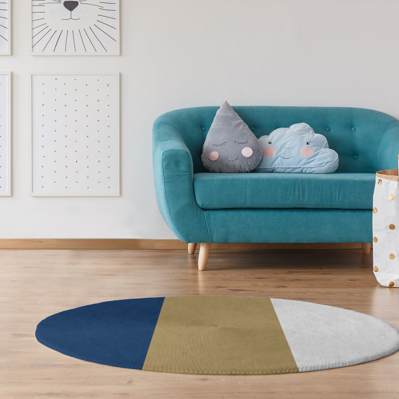 Tapis à rayures bleu marine/doré, Tapis de couloir 2 pi 6 po x 8 pi
