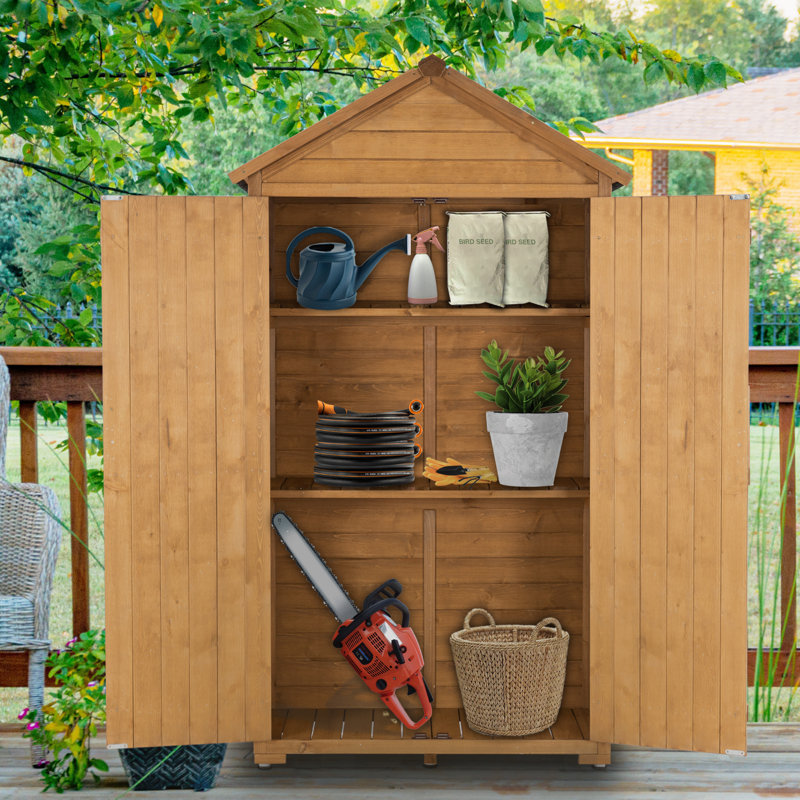 Outdoor 3 ft. W x 2 ft. D Solid Wood Lean-To Storage Shed, Brown