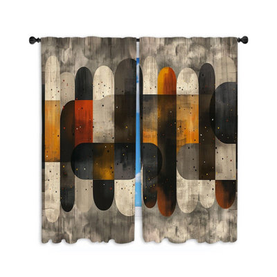 Abstract Shapes Artwork Room Darkening Curtain Pair