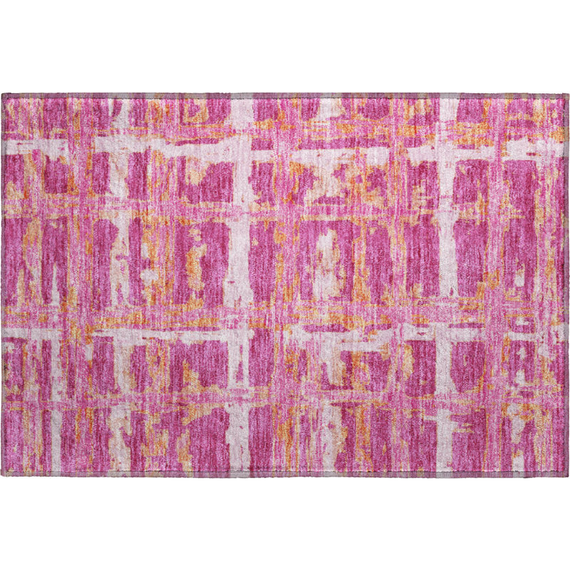 Tapis rosé de qualité supérieure lavable à la machine Prisco, Rectangle 1 pi 8 po x 2 pi 6 po