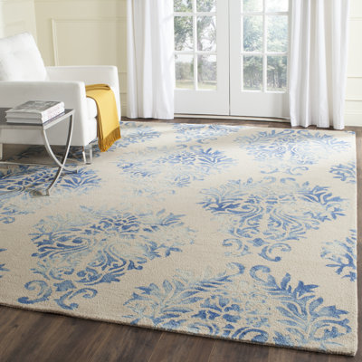 Oakton Hand Tufted Wool/Cotton Geometric Rug in Blue