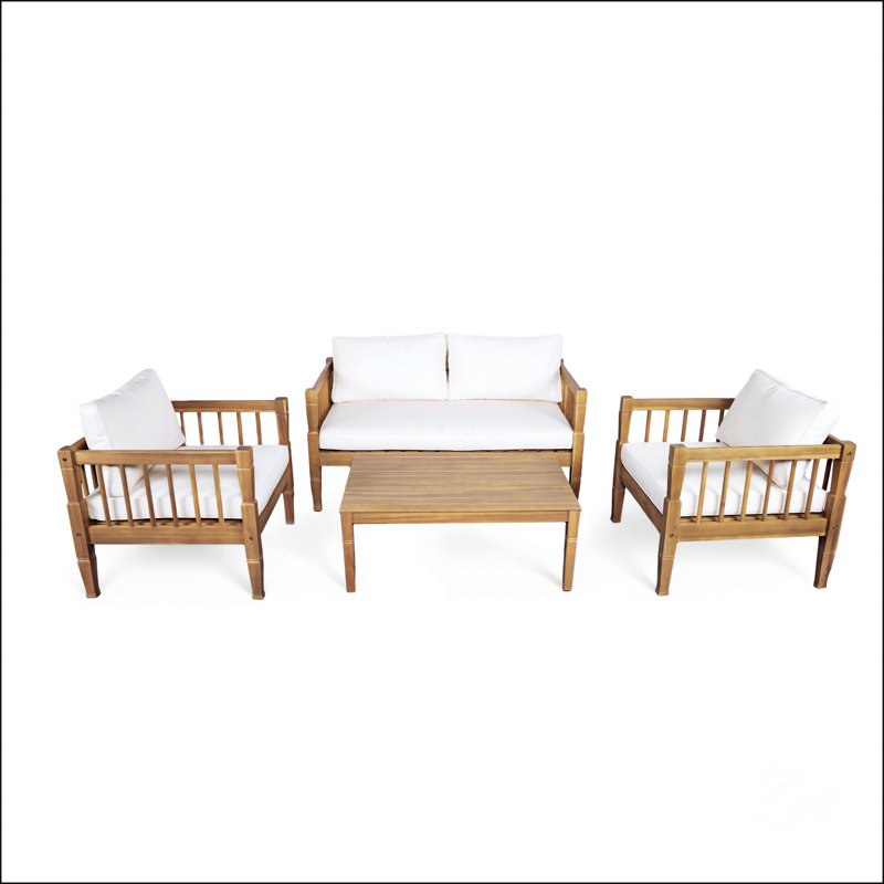 Ensemble de meubles de patio 4 pièces, Brun