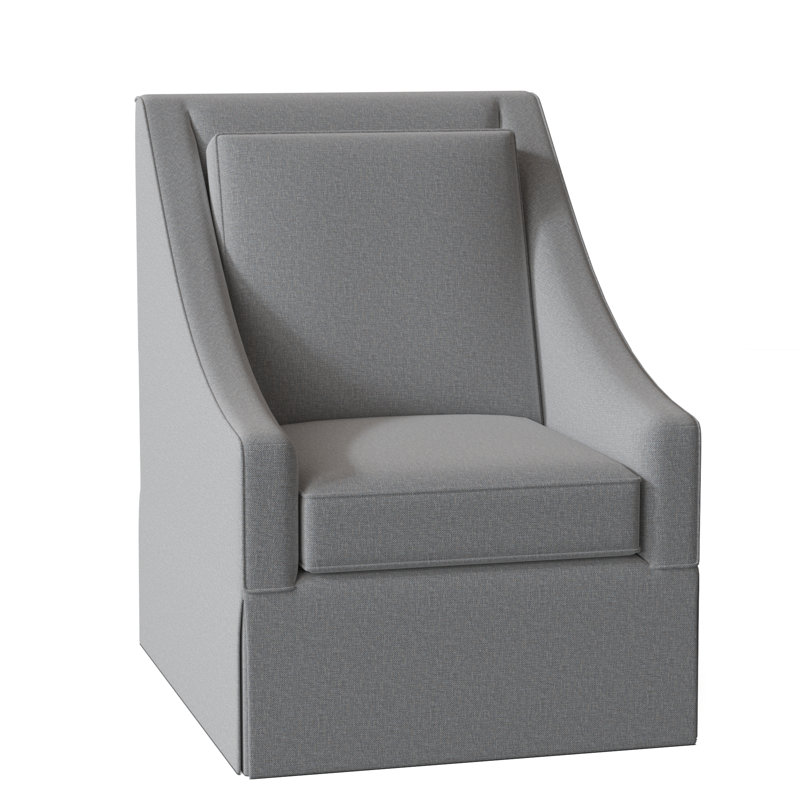 Teagan Upholstered Slipcovered Swivel Armchair, Light Blue Performance Fabric; 0851-55