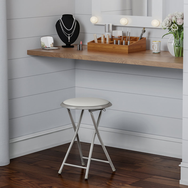 Aloy Backless 18-Inch Folding Stool with 225lb Capacity, 2 packs (White), Gray