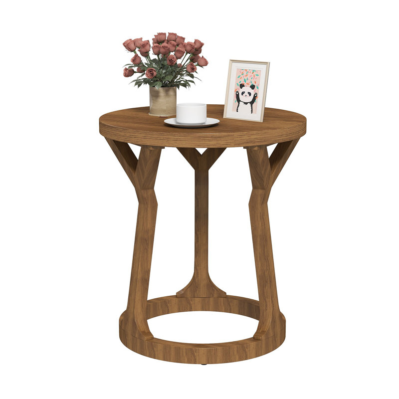 Table de bout ronde d'appoint Farment, Brun