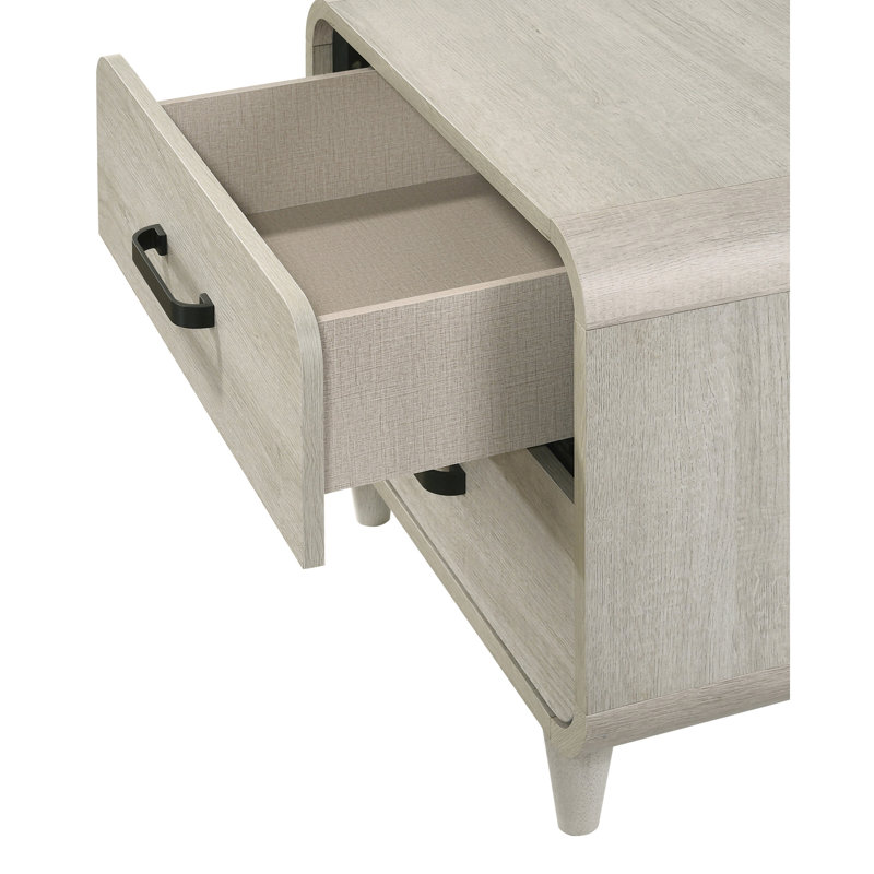 Table de chevet blanche à deux tiroirs Mid-Century