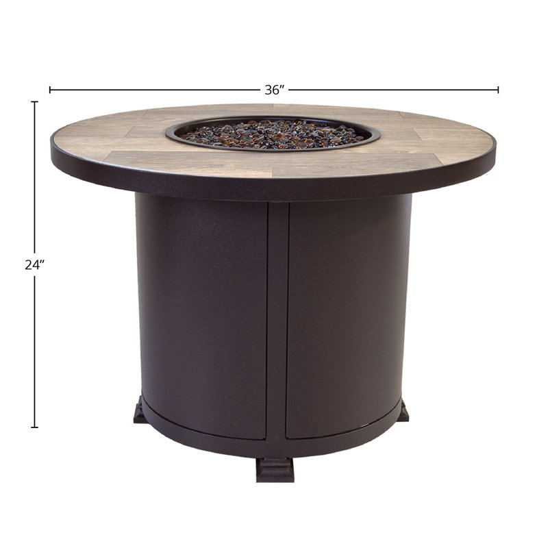 Santorini Iron Outdoor Fire Pit Table, 25" H x 36" W x 36" D, Summit Gray, Copper Creek