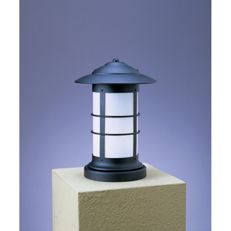 Luminaire d'extérieur 1 lumière Newport, H 19,25 po x l 13,75 po x P 13,75 po, Noir satiné, Blanc opalescent