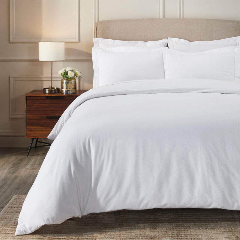 Modern & Contemporary Flannel Duvet Cover, California king, White