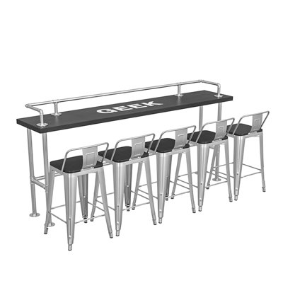 Industrial Style High Table And Chairs Set Rectangular 90.6'' L x 17.8'' W Dining Set
