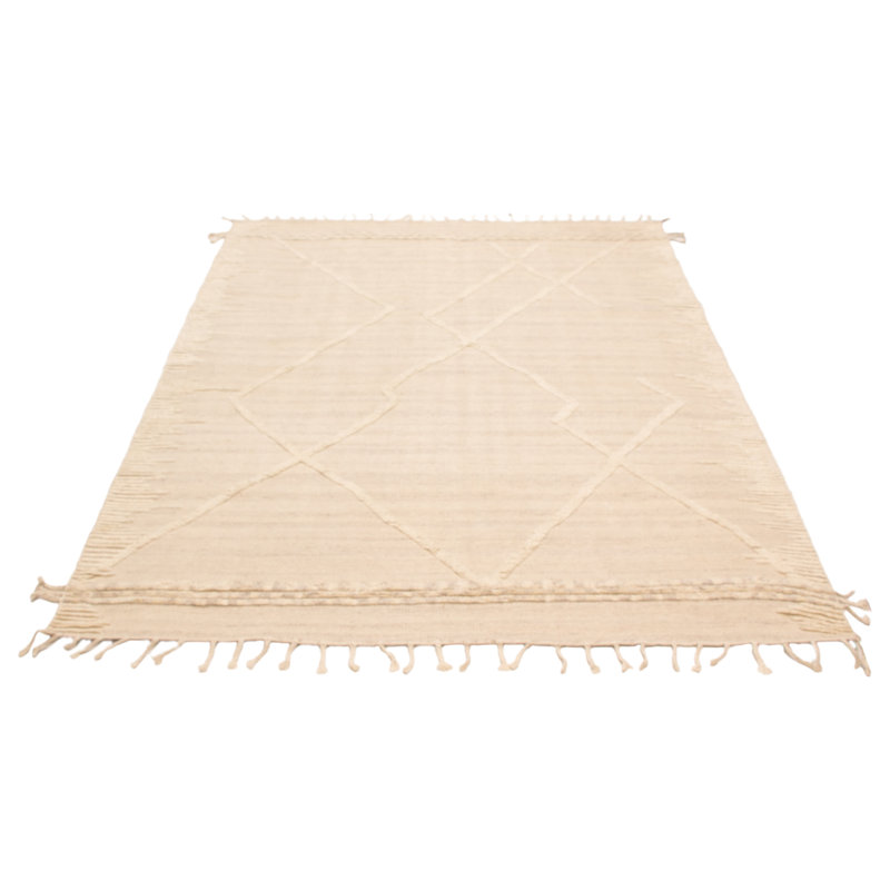 Tapis crème en laine noué à la main 8 pi 2 po x 10 pi 2 po