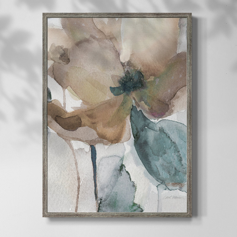 Watercolor Poppy I, reproduction encadrée - bois massif, H 15 po x l 12 po