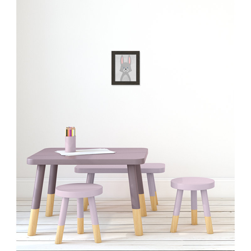 Art de lapin joyeux, H 10 po x l 8 po x P 0,6 po, Encadré plat à grain de bois noir