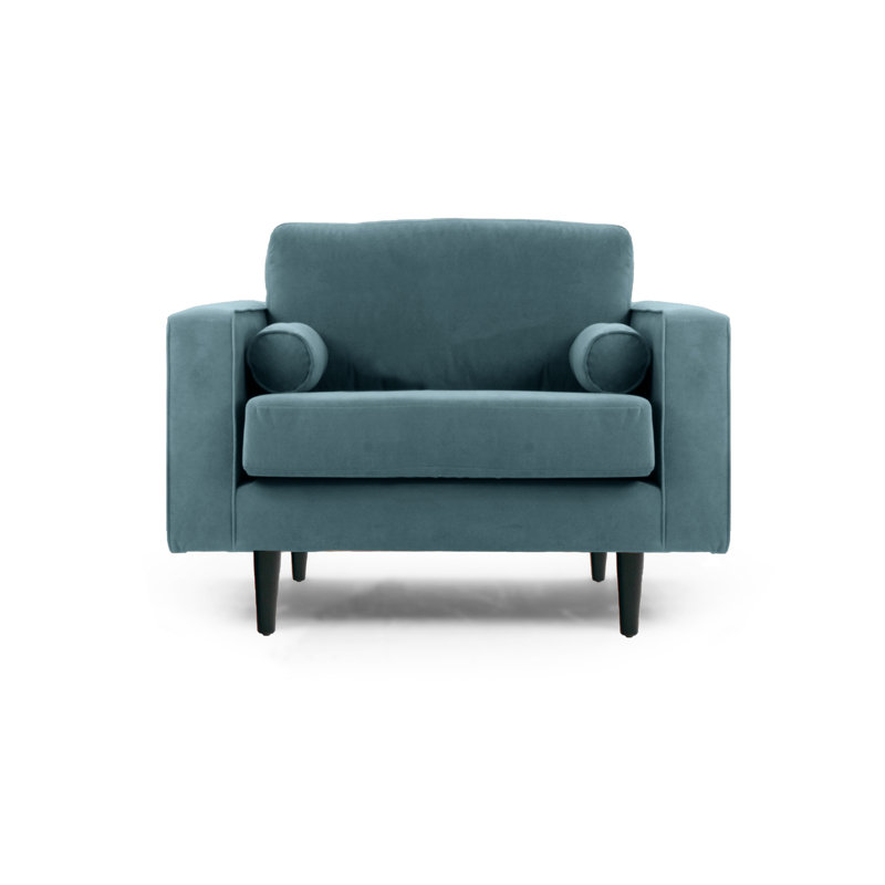 Boubacar 2 Seater Velvet Loveseat, Petrol, Black