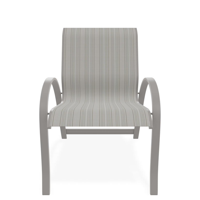 Aruba II Sling Aluminum Frame Stacking Arm Chair, Warm Gray, Brooks