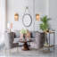 Miroir rond suspendu tendance 29,5 po avec cadre noir et sangle de corde, décor industriel contemporain