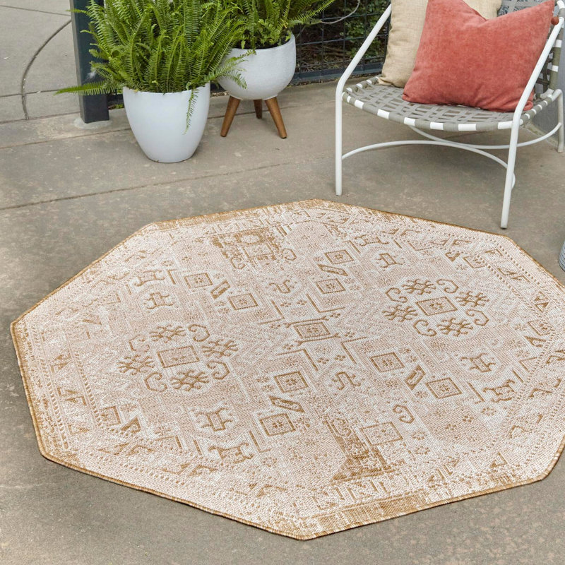 Arletha Geometric Indoor / Outdoor Rug, Octagon 7'10" x 7'10"