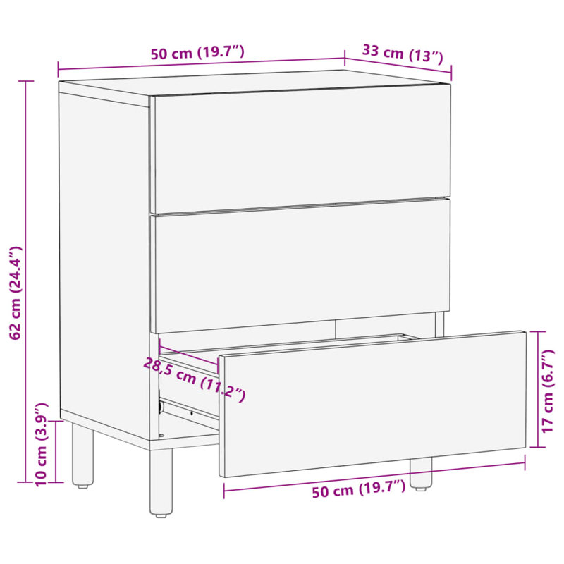 Agis 50cm W Bedside Table