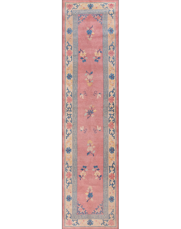 Antique Peking Hallway Runner Wool Pink Rug