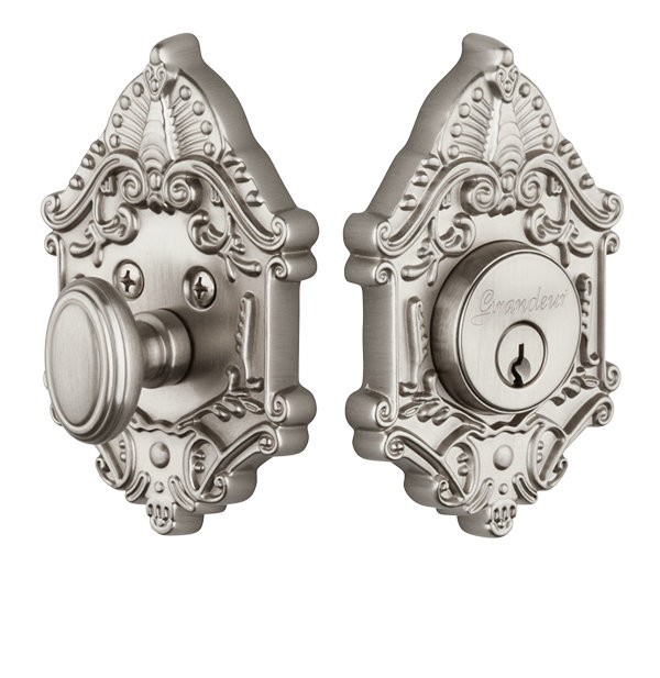 Grande Victorian Double Cylinder Deadbolt, Satin Nickel