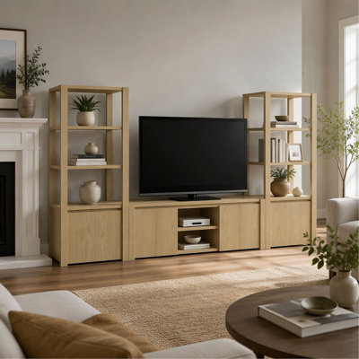 Susac Light Oak 78 Inch 4-Door TV Stand Media Console for Living Room