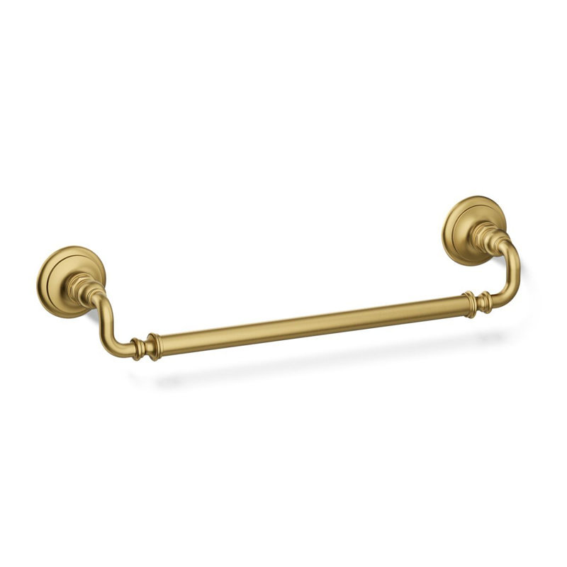 Artifacts Wall Mounted Towel Bar, Vibrant Brushed Moderne Brass, 3" H x 21" W x 3.5" D