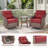 Elona 7-Piece All-Weather Outdoor Wicker Square Fire Pit Conversation Set With Swivel Gliders, Ottomans And Side Table For Patio-1974805401