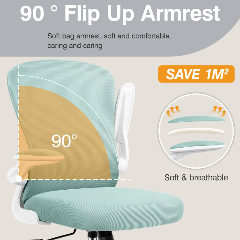 Ergonomic Home Office Mesh Task Chair Computer Chair, Light Blue/White