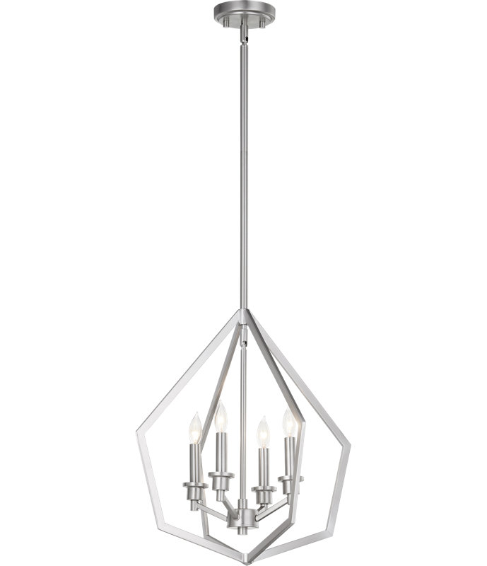Coleman 4 - Light Dimmable Lantern Geometric Chandelier, Satin Nickel