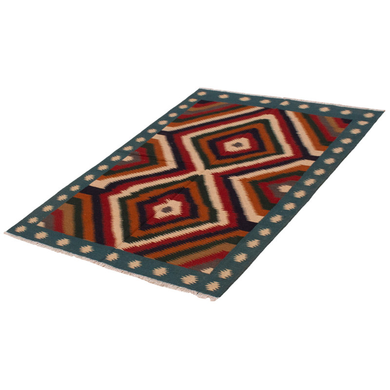 Tapis bleu sarcelle unique de 4 pi 9 po x 6 pi 7 po