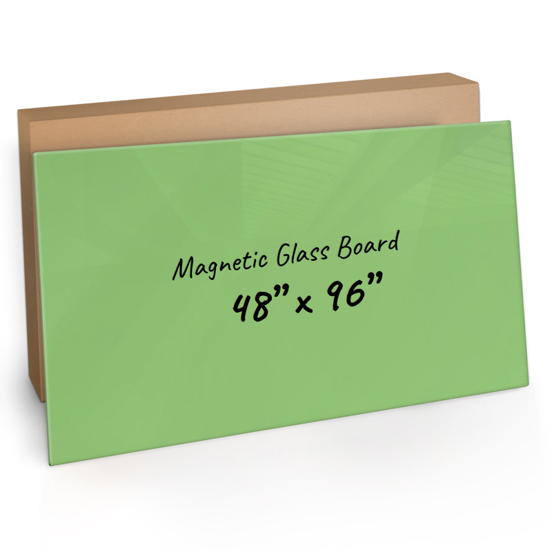 Tableau magnétique mural en verre Bojorquez, Vert, 48 po x 96 po