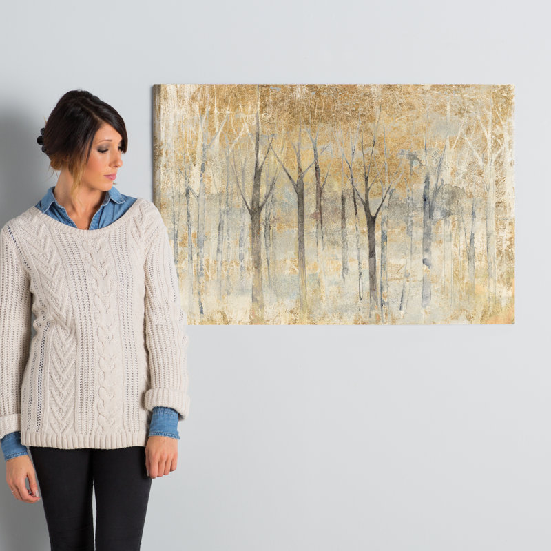 «Seasons End Gold», reproduction sur toile tendue, H 24 po x l 36 po x P 2 po, Cadre blanc