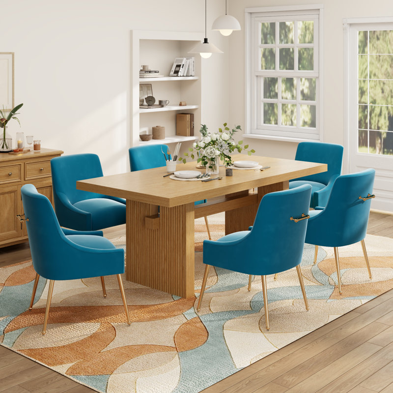 Ensemble de salle à manger 7 pièces, Bleu clair