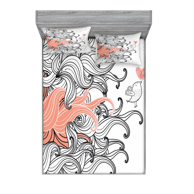 Microfiber Abstract Sheet Set, Full/Double Sheet Set with Fitted Sheet