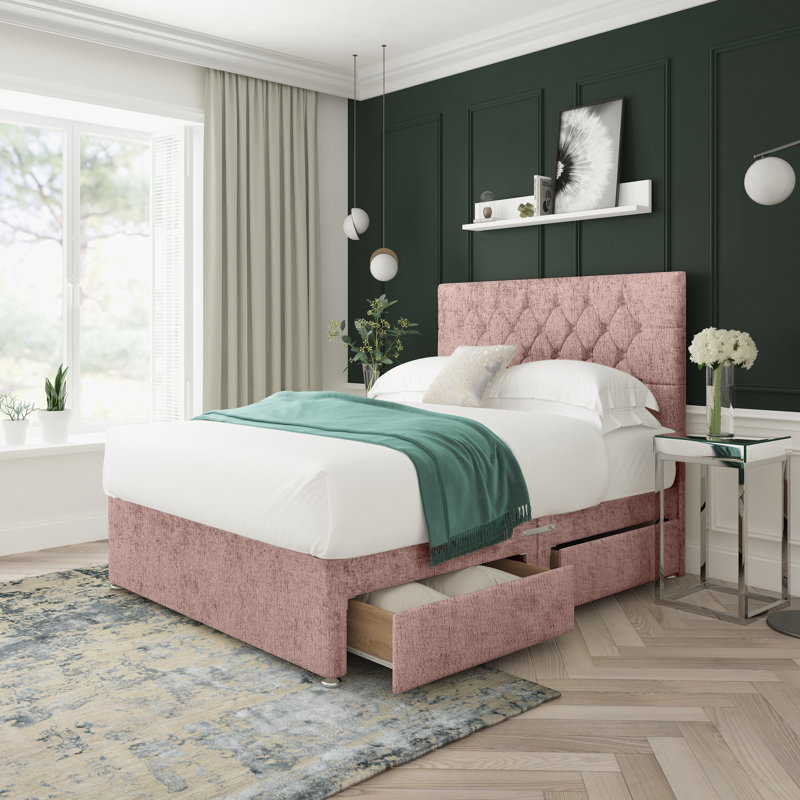 17 Stories Upholstered Divan Bed Base Only , Small Double (4'), Mink