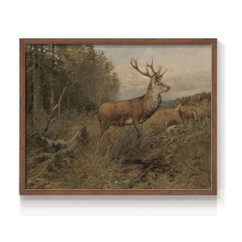 Faune rétro-XXV III - reproduction encadrée - réaménageable, H 22 po x l 28 po, Noyer