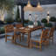 Ensemble de salle à manger 5 pièces en bois d'acacia avec 4 chaises rembourrées et une table à lattes-1327329757