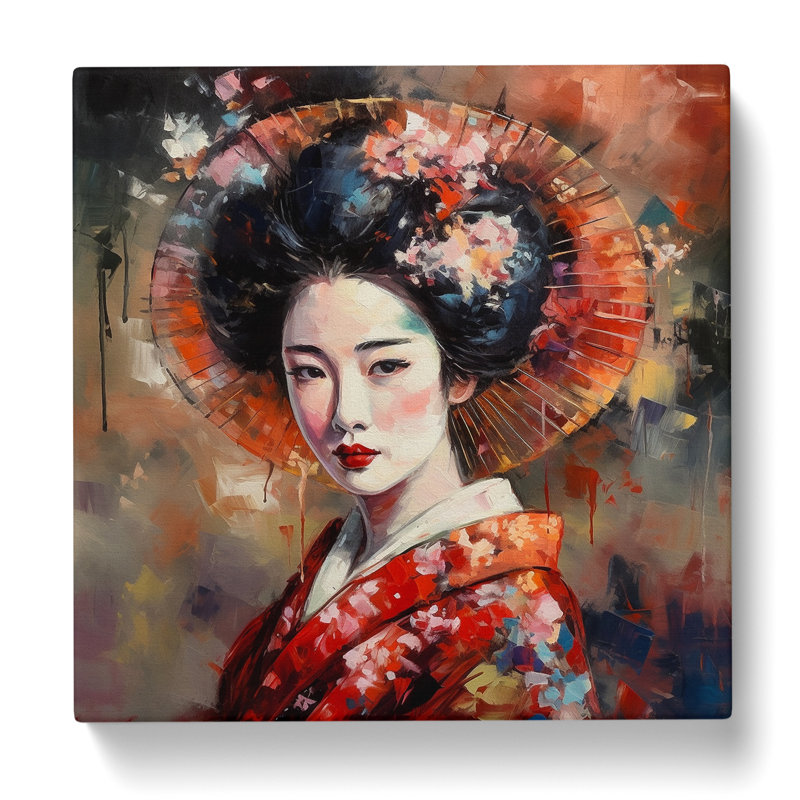 Geisha Post-Impressionism No.2 - No Frame Print, 50cm H x 50cm W x 3cm D