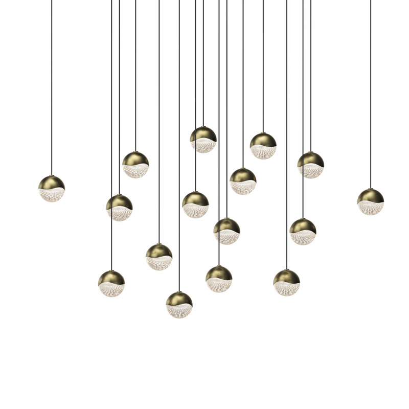 Grapes 16 - Light LED Pendant, 2.5" H x 22.5" W x 22.5" D, Brass